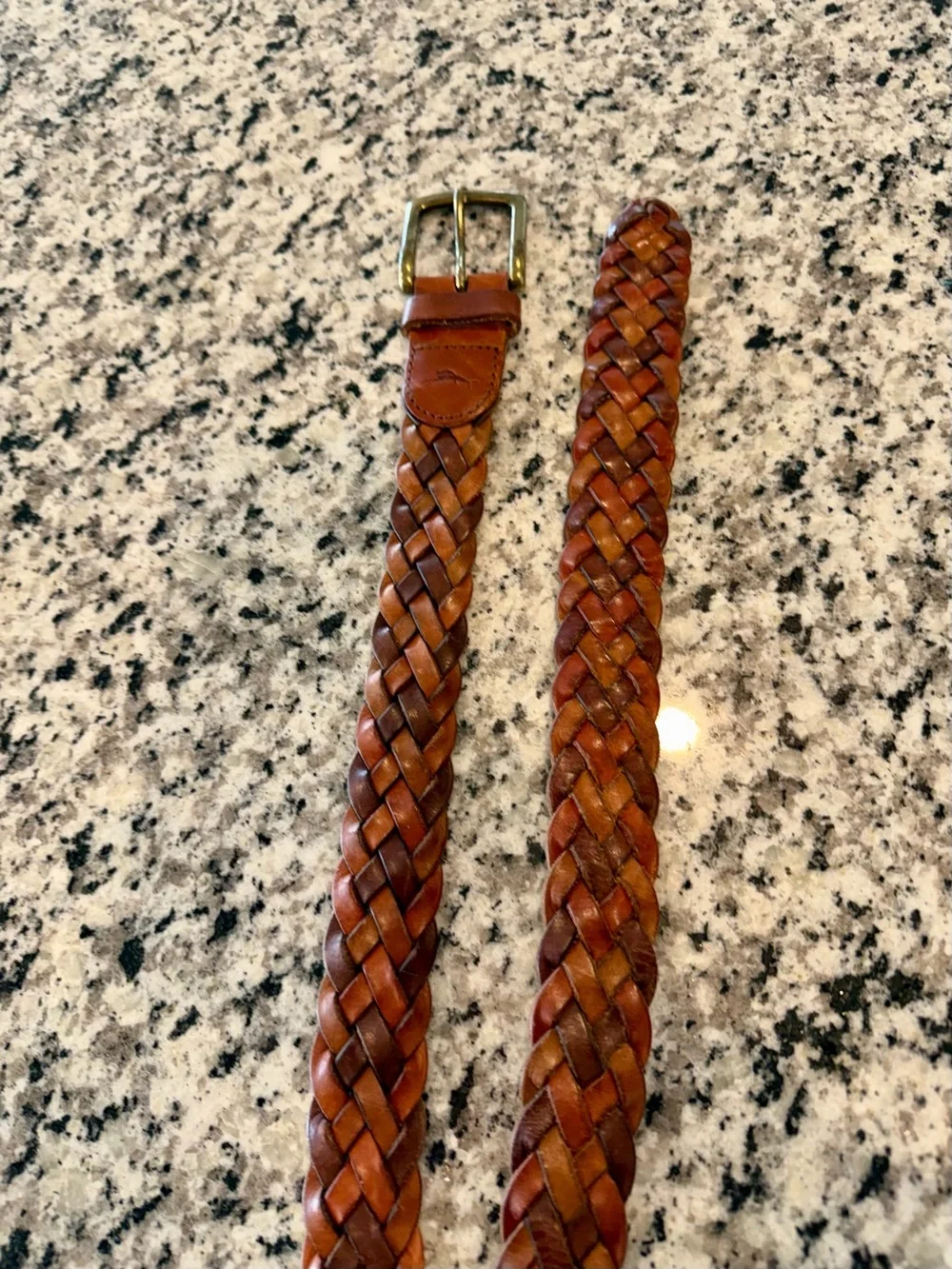Tommy Bahama Woven Genuine Leather Belt Size XL 42-44 Brown
